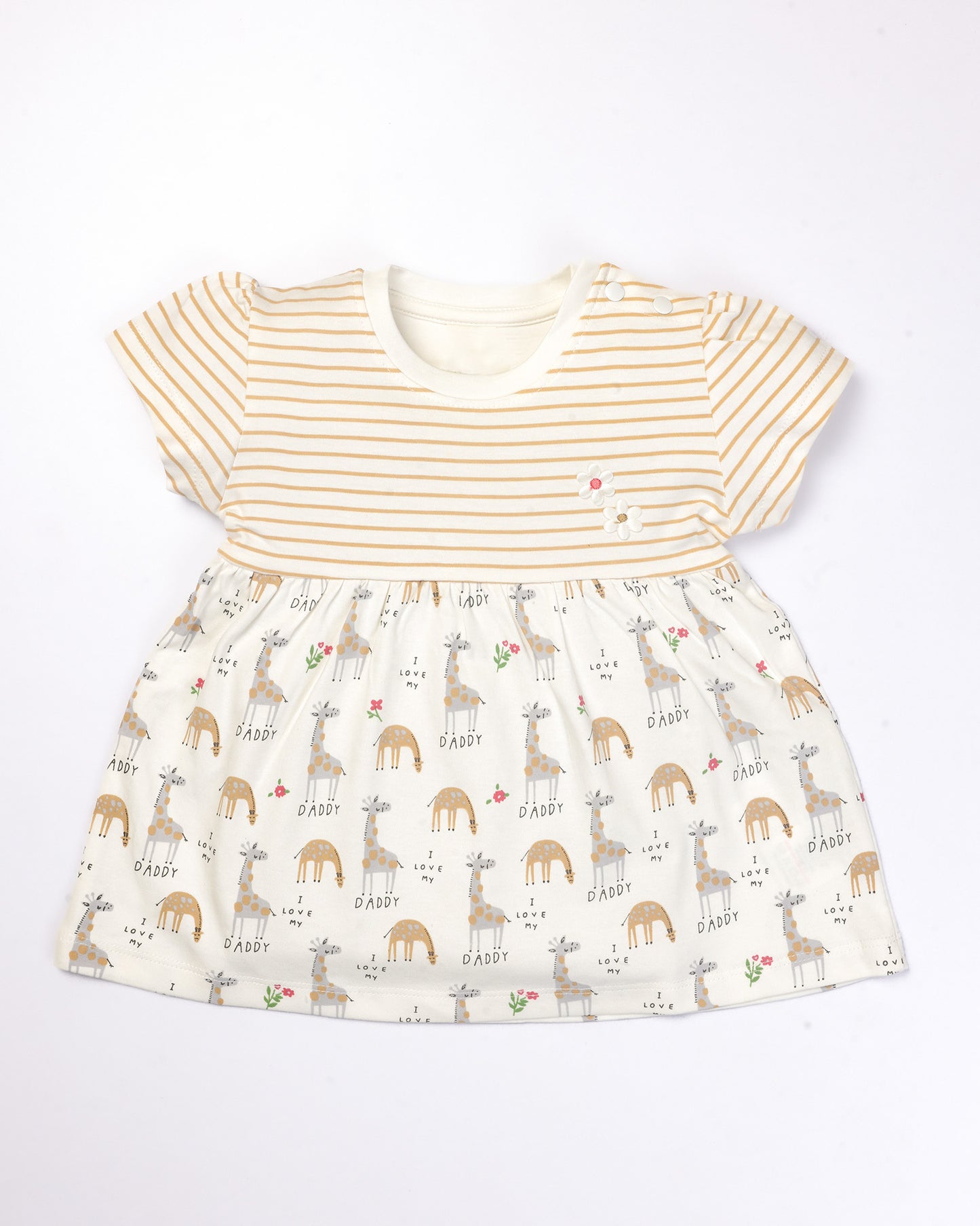 Love My Daddy Giraffe Printed Frock with Bloomers
