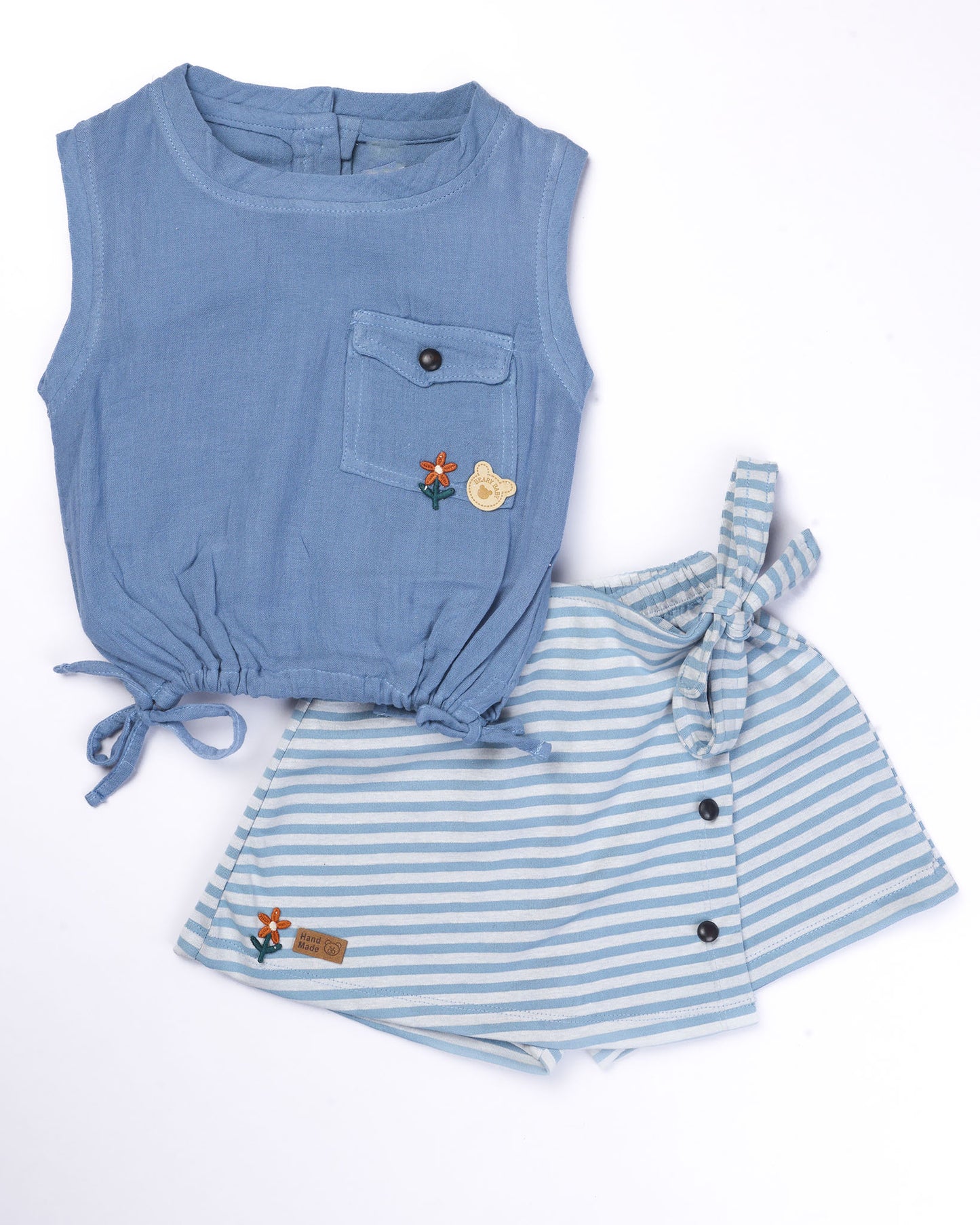 Crinkled Muslin Top with Designer Shorts Set