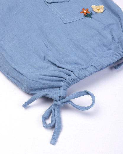 Crinkled Muslin Top with Designer Shorts Set