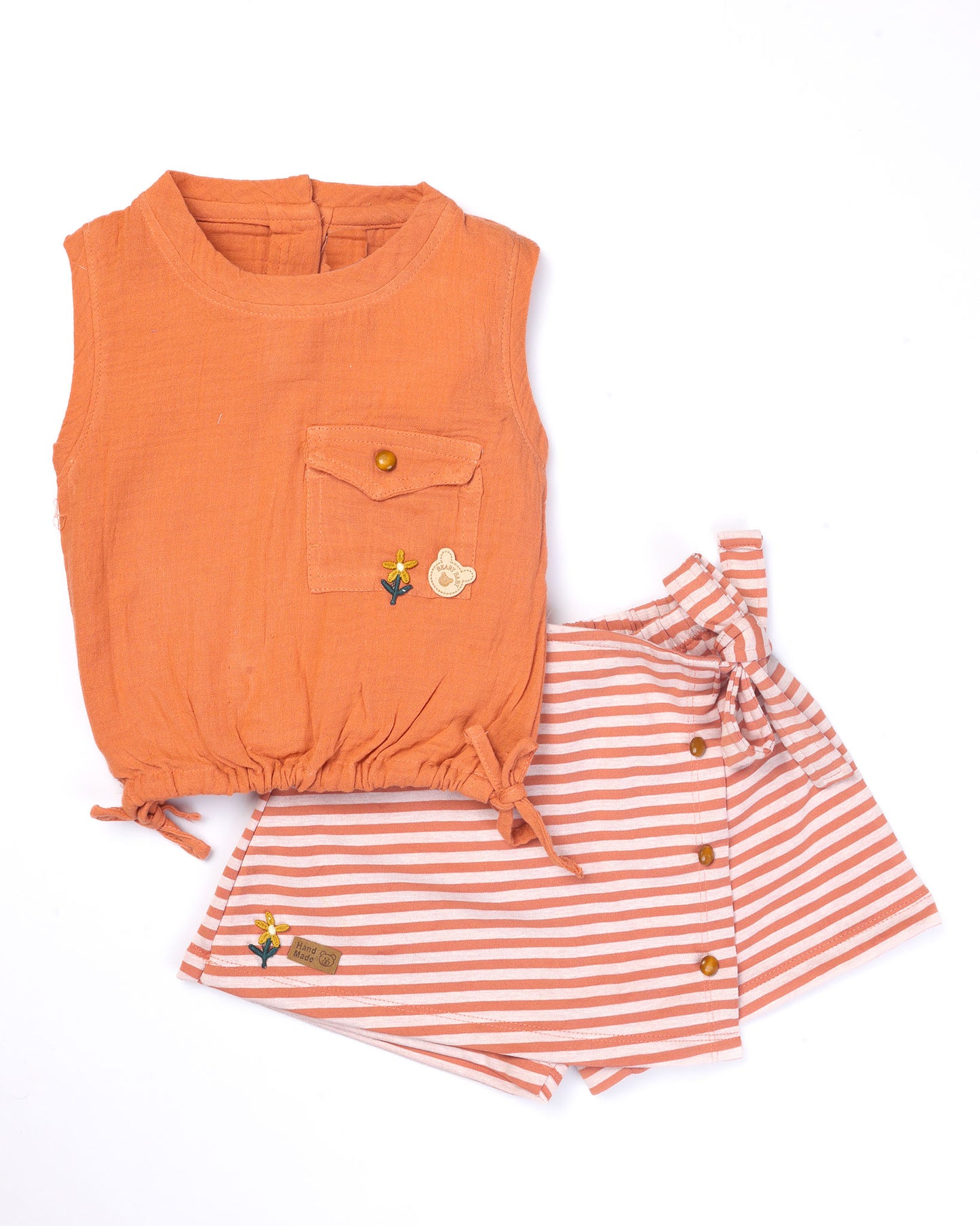Crinkled Muslin Top with Designer Shorts Set