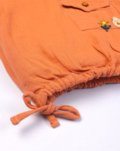 Crinkled Muslin Top with Designer Shorts Set