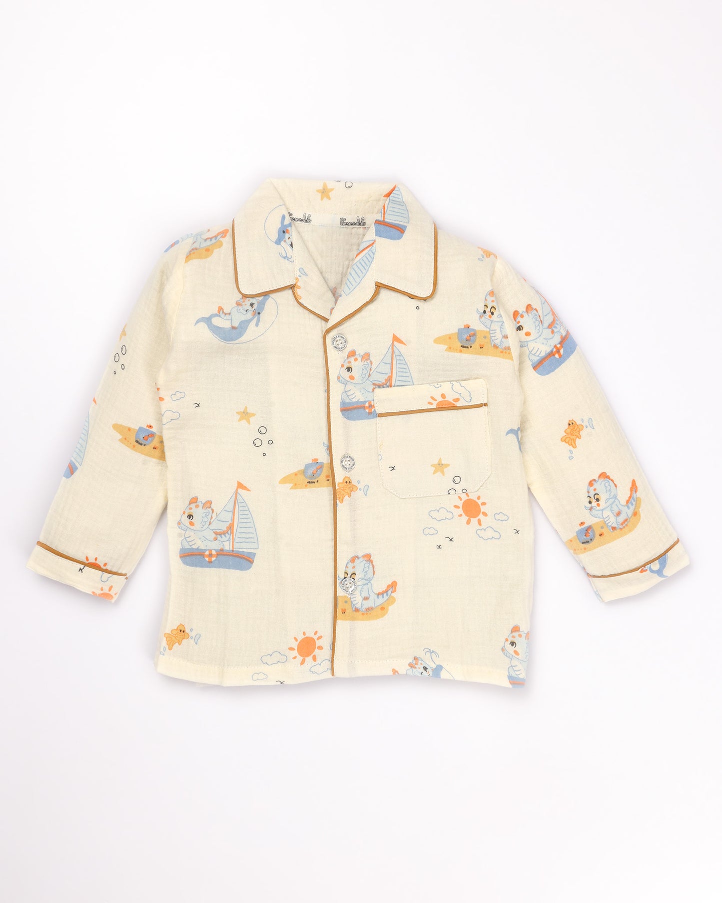 Sea Adventure Printed Crinkled Muslin Night Suit