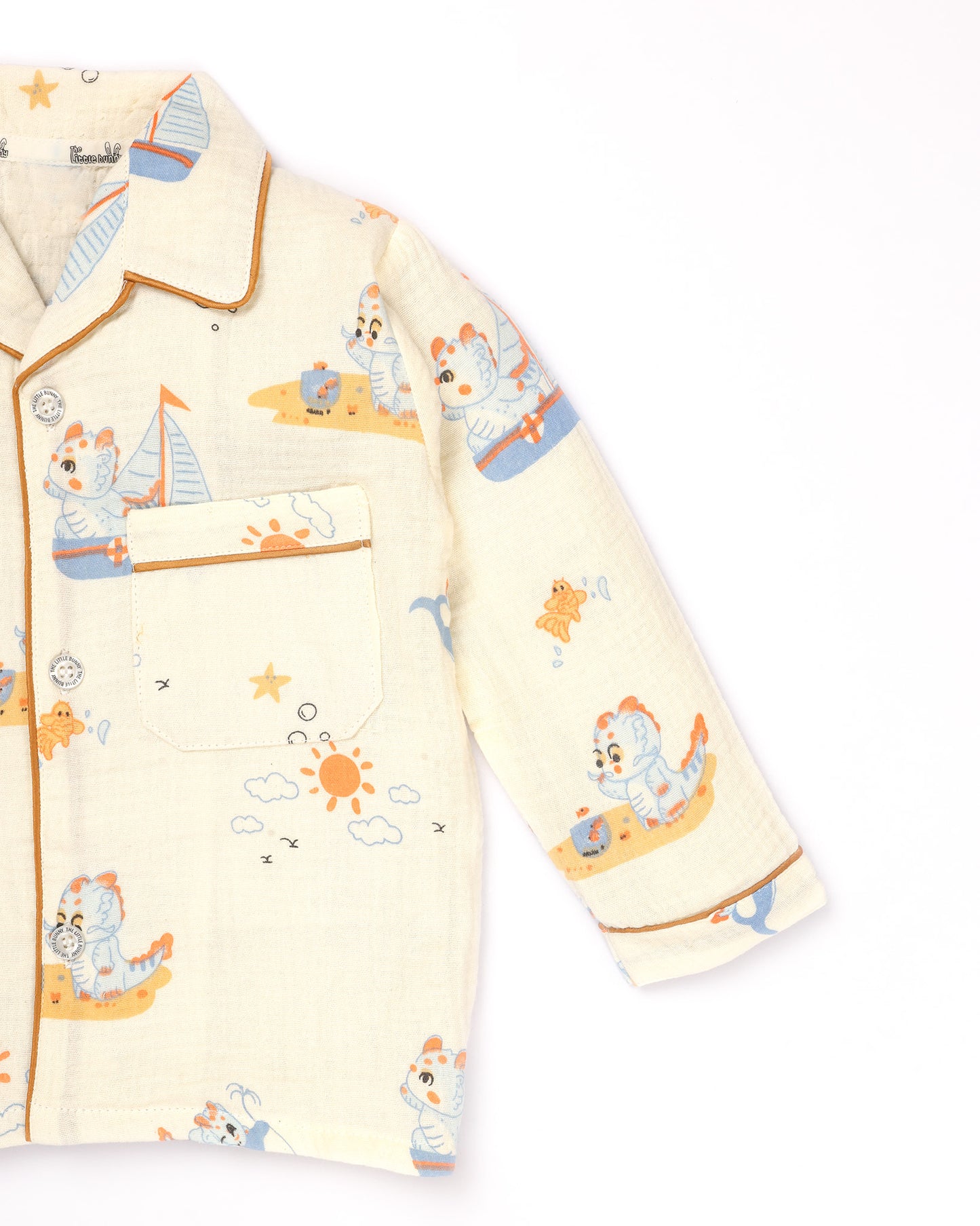 Sea Adventure Printed Crinkled Muslin Night Suit