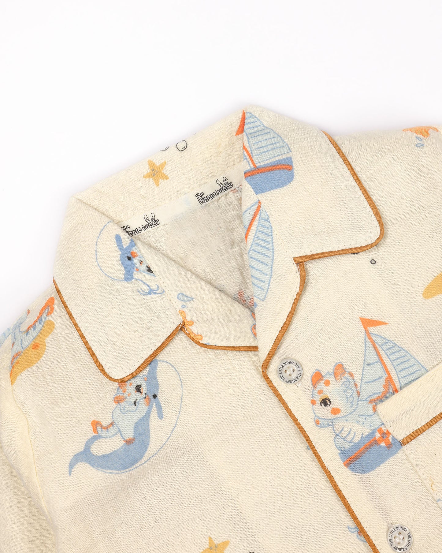 Sea Adventure Printed Crinkled Muslin Night Suit