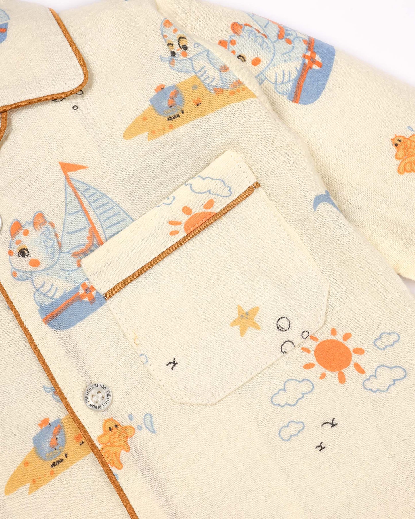 Sea Adventure Printed Crinkled Muslin Night Suit
