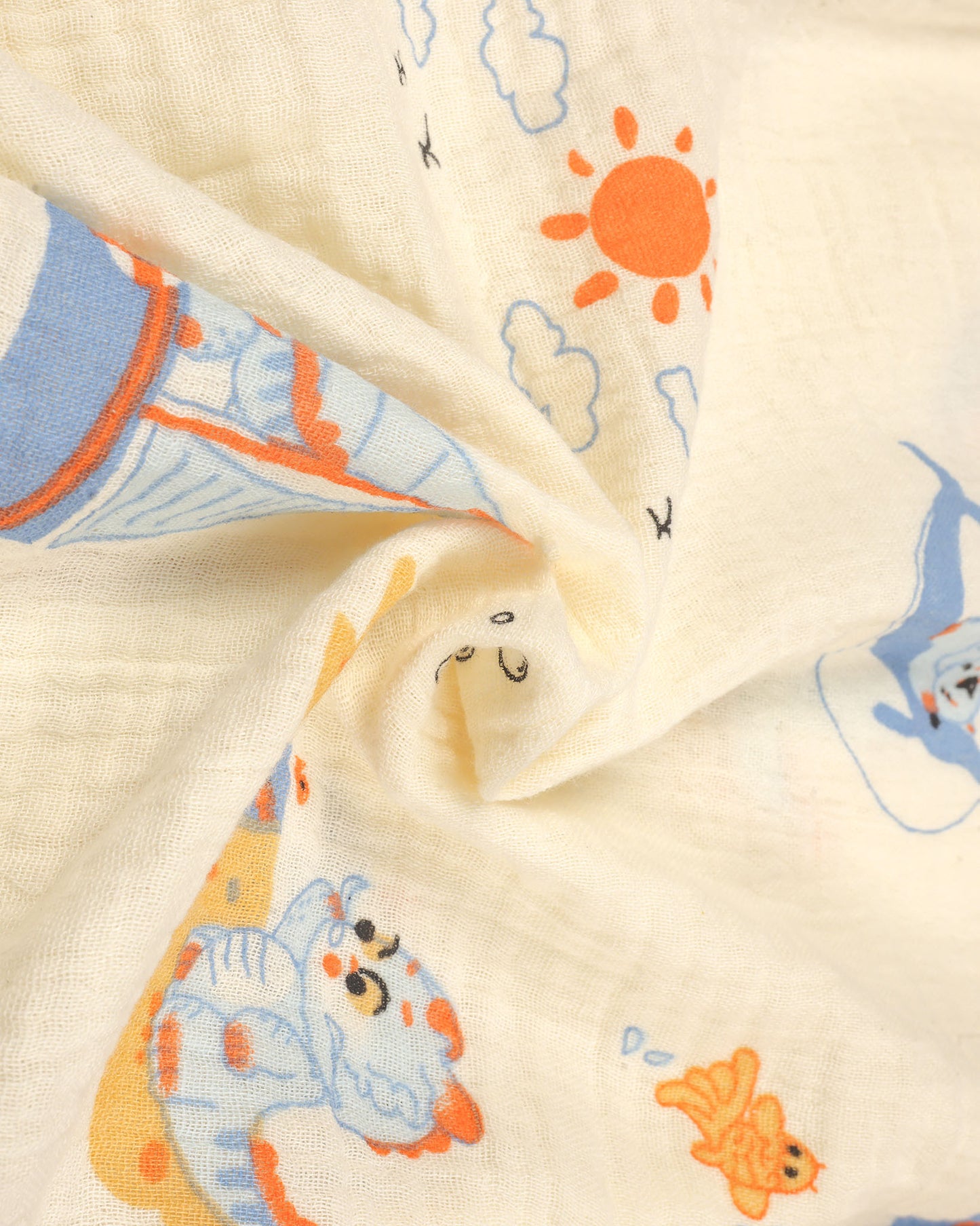 Sea Adventure Printed Crinkled Muslin Night Suit