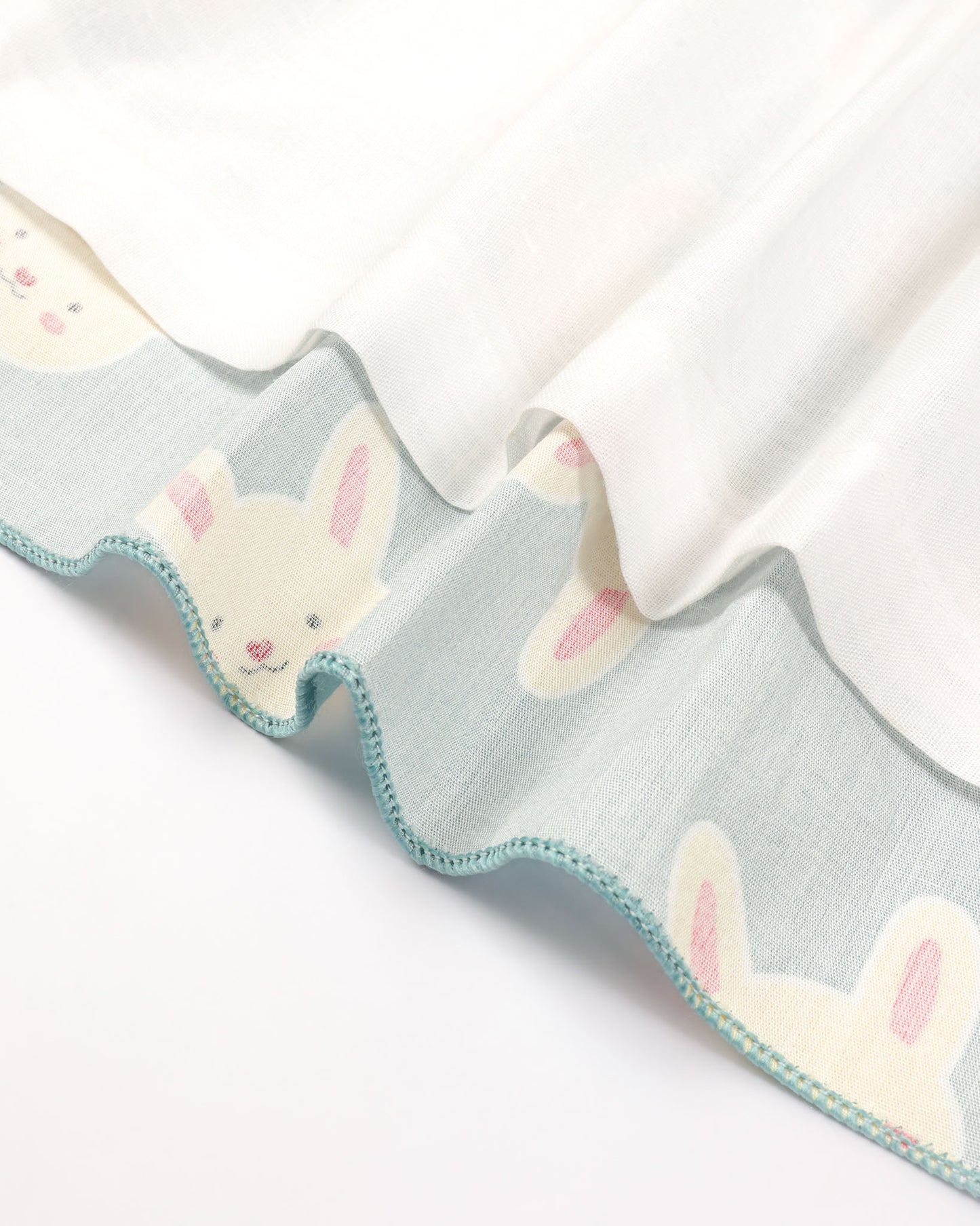 Bunny Print Frock Dress with Flower Detail