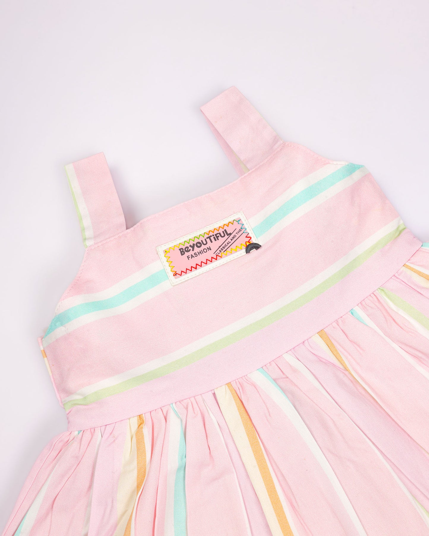 Striped Printed Pastel Shade Casual Frock Dress