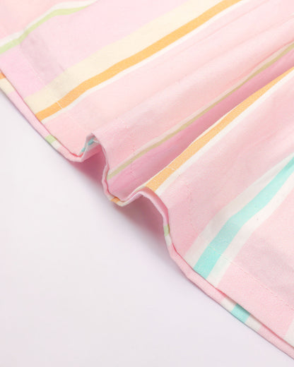Striped Printed Pastel Shade Casual Frock Dress
