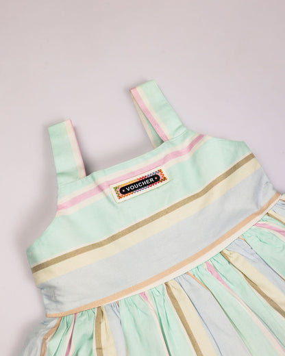 Striped Printed Pastel Shade Casual Frock Dress