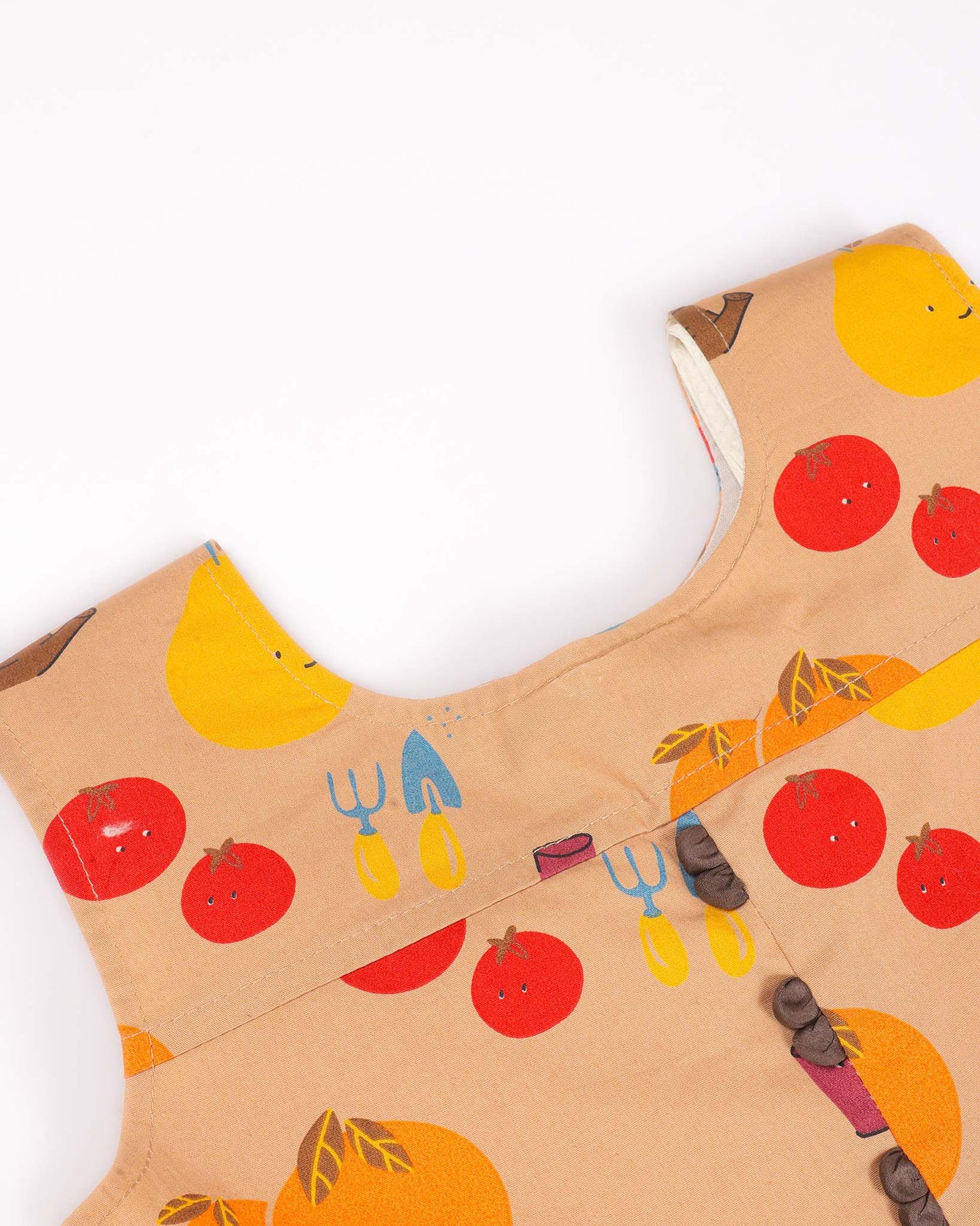 Garden Fruit Print Tiered Frock Dress