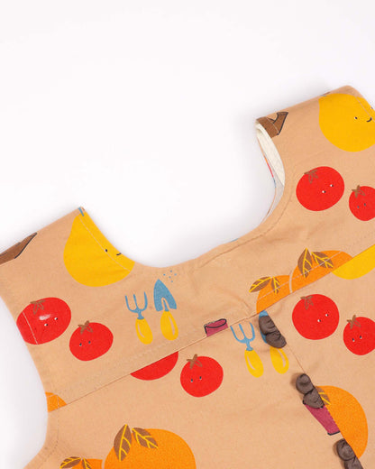 Garden Fruit Print Tiered Frock Dress