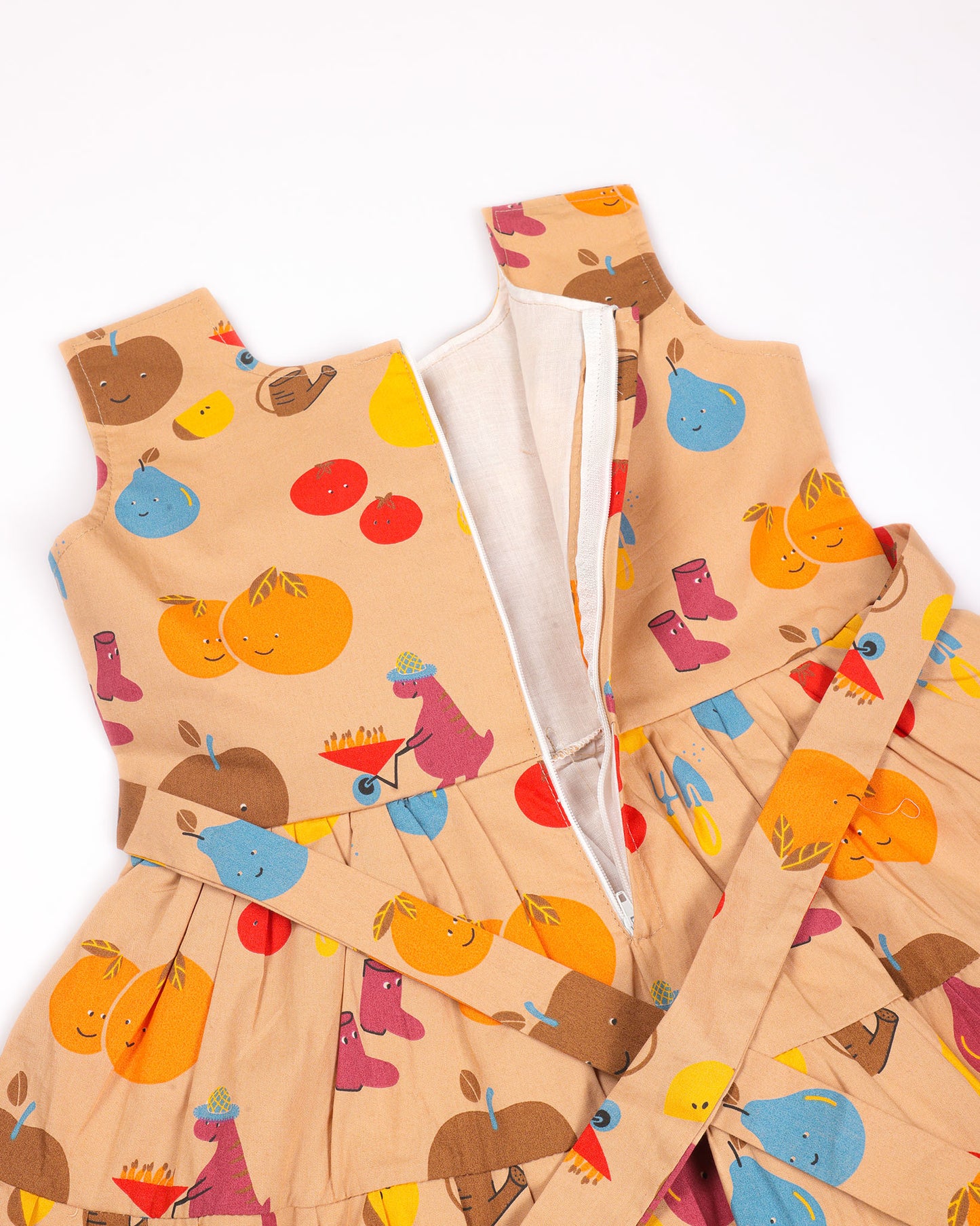 Garden Fruit Print Tiered Frock Dress