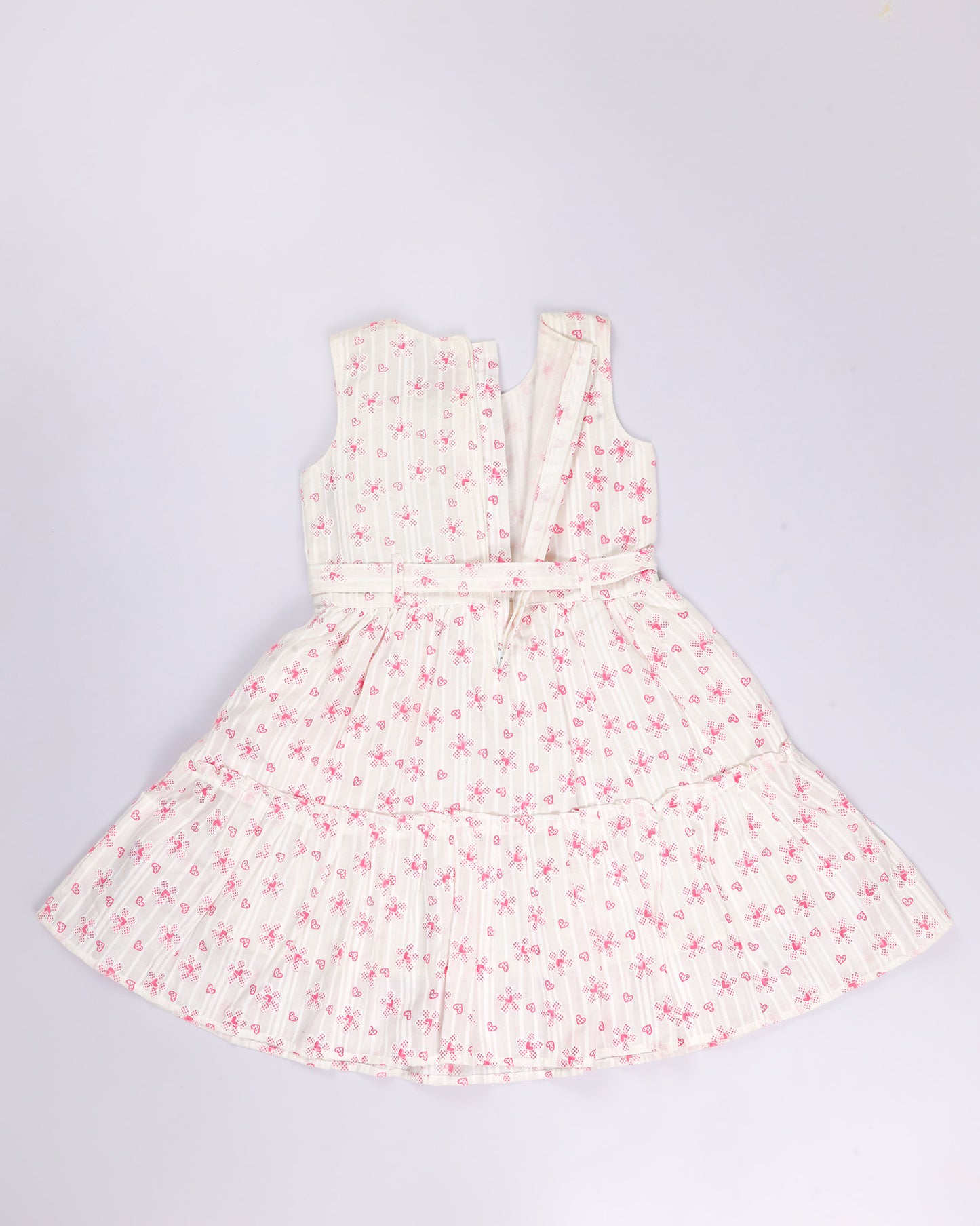 Flower Embroidered Frock Dress with Belt Detail