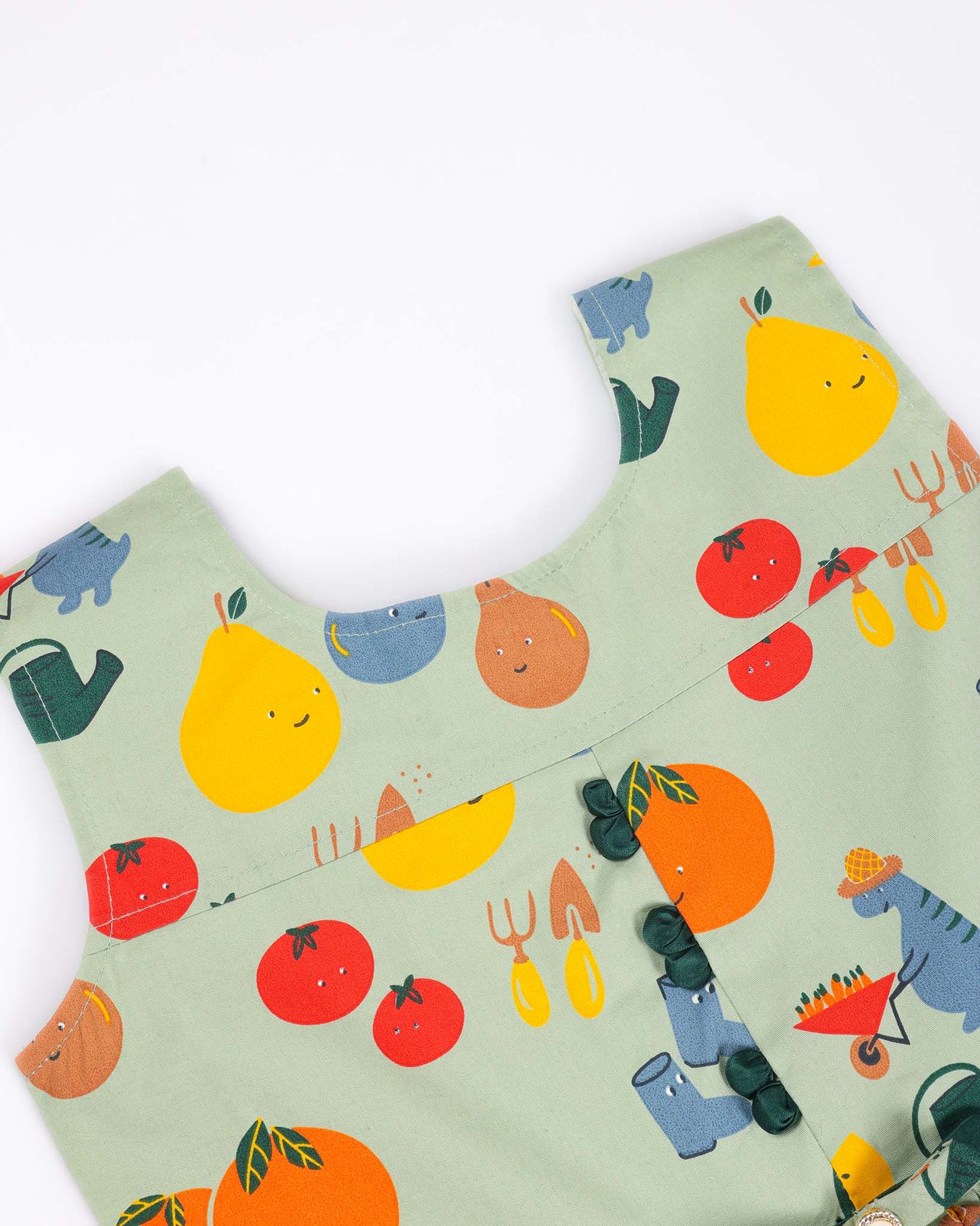 Garden Fruit Print Tiered Frock Dress
