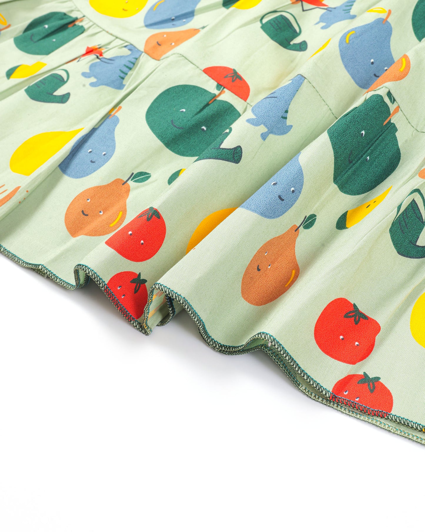 Garden Fruit Print Tiered Frock Dress
