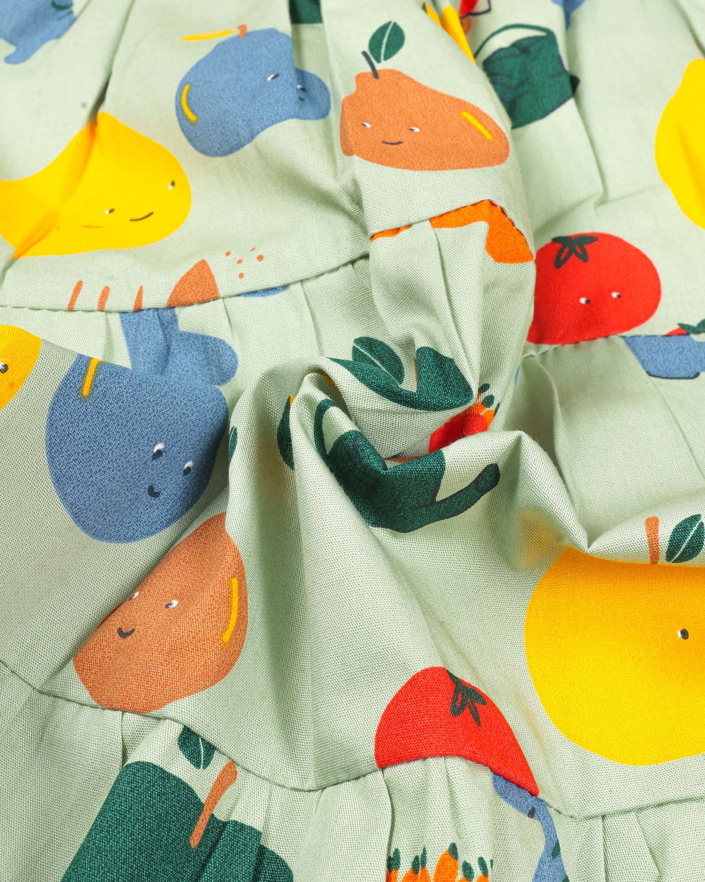 Garden Fruit Print Tiered Frock Dress