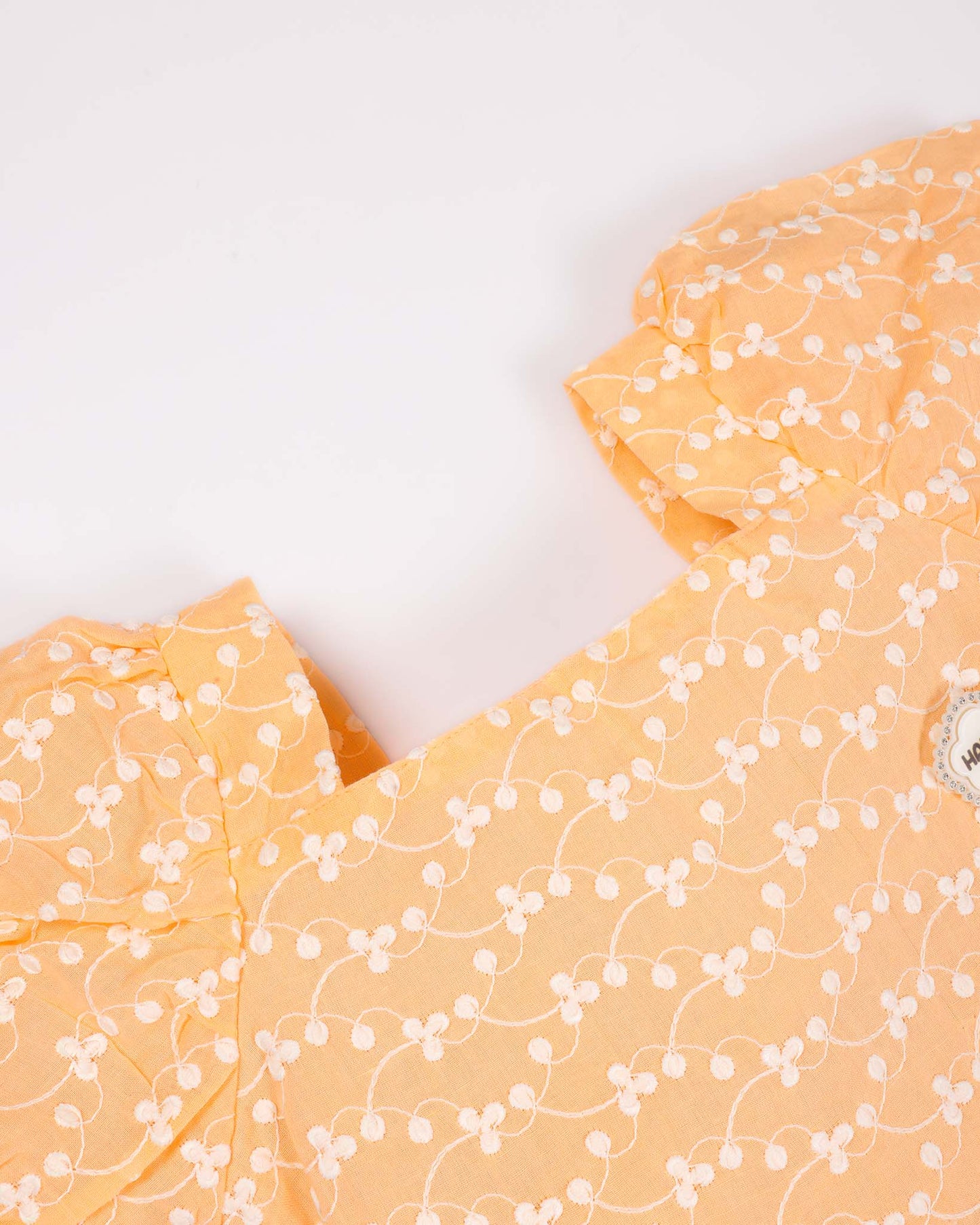 Embroidered Frock Dress with Puff Sleeves