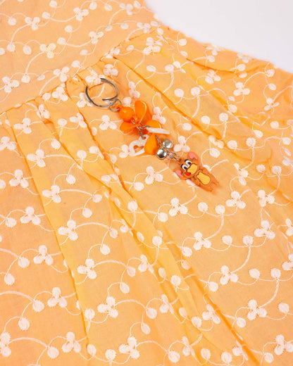 Embroidered Frock Dress with Puff Sleeves
