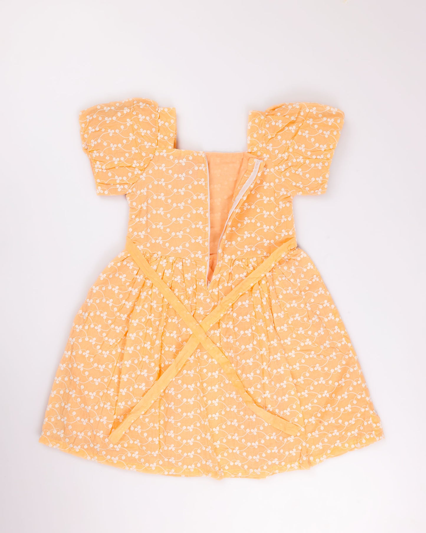 Embroidered Frock Dress with Puff Sleeves