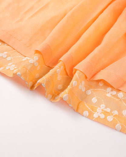 Embroidered Frock Dress with Puff Sleeves