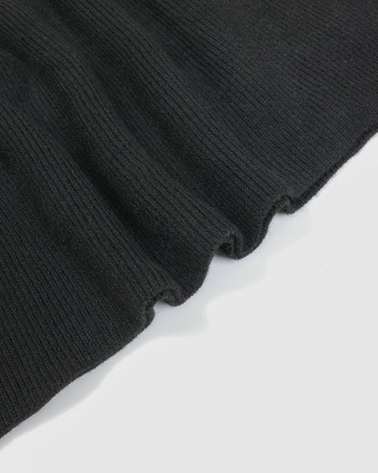 Ruffled Collar Ribbed Sweater Frock Dress
