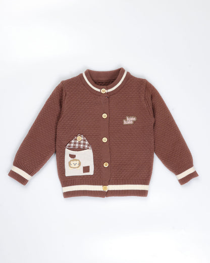 Front-Open Honeycomb Sweater Co-Ord With Pocket Detail