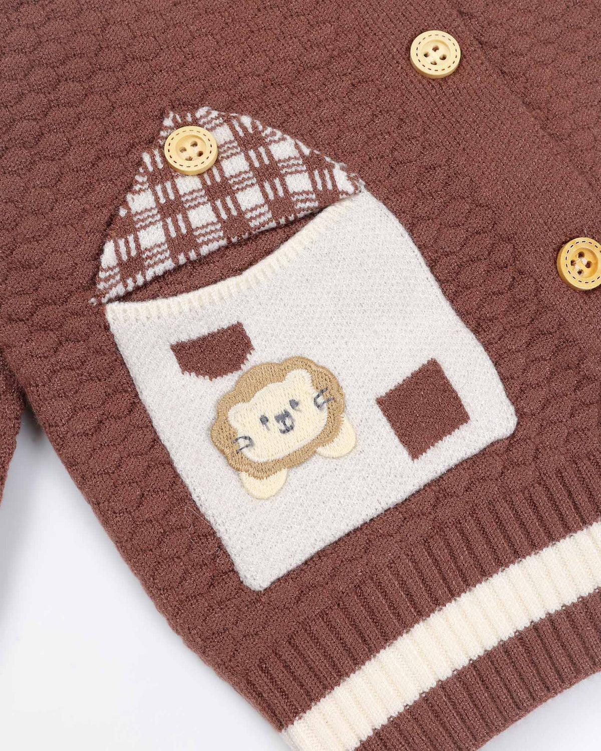 Front-Open Honeycomb Sweater Co-Ord With Pocket Detail
