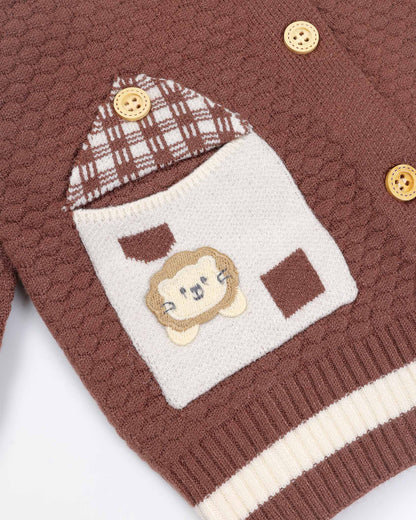Front-Open Honeycomb Sweater Co-Ord With Pocket Detail