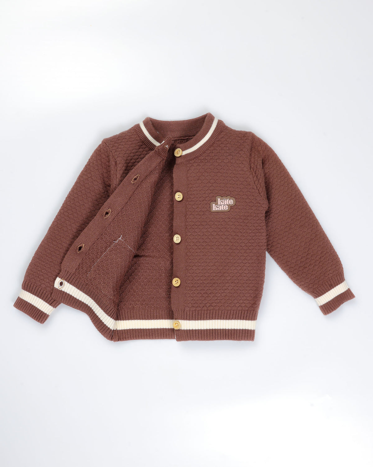 Front-Open Honeycomb Sweater Co-Ord With Pocket Detail