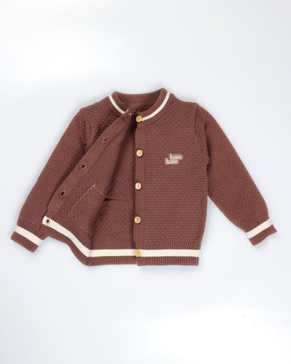 Front-Open Honeycomb Sweater Co-Ord With Pocket Detail