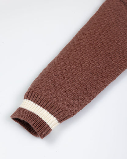 Front-Open Honeycomb Sweater Co-Ord With Pocket Detail