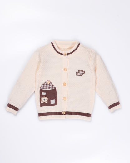 Front-Open Honeycomb Sweater Co-Ord With Pocket Detail