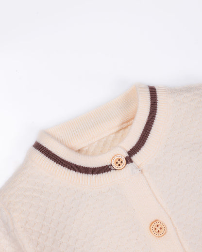 Front-Open Honeycomb Sweater Co-Ord With Pocket Detail