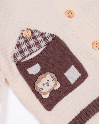 Front-Open Honeycomb Sweater Co-Ord With Pocket Detail