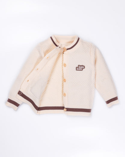 Front-Open Honeycomb Sweater Co-Ord With Pocket Detail