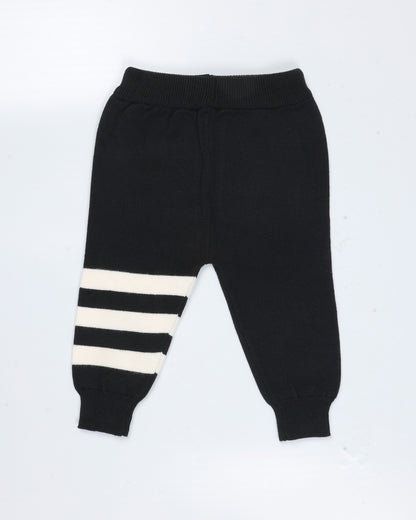 Teddy Bear Toy Appliqued Ribbed Knit Detail Sweater Co-Ord