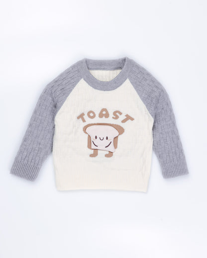 Toast Toy Appliqued Basket Knit Sweater Co-Ord