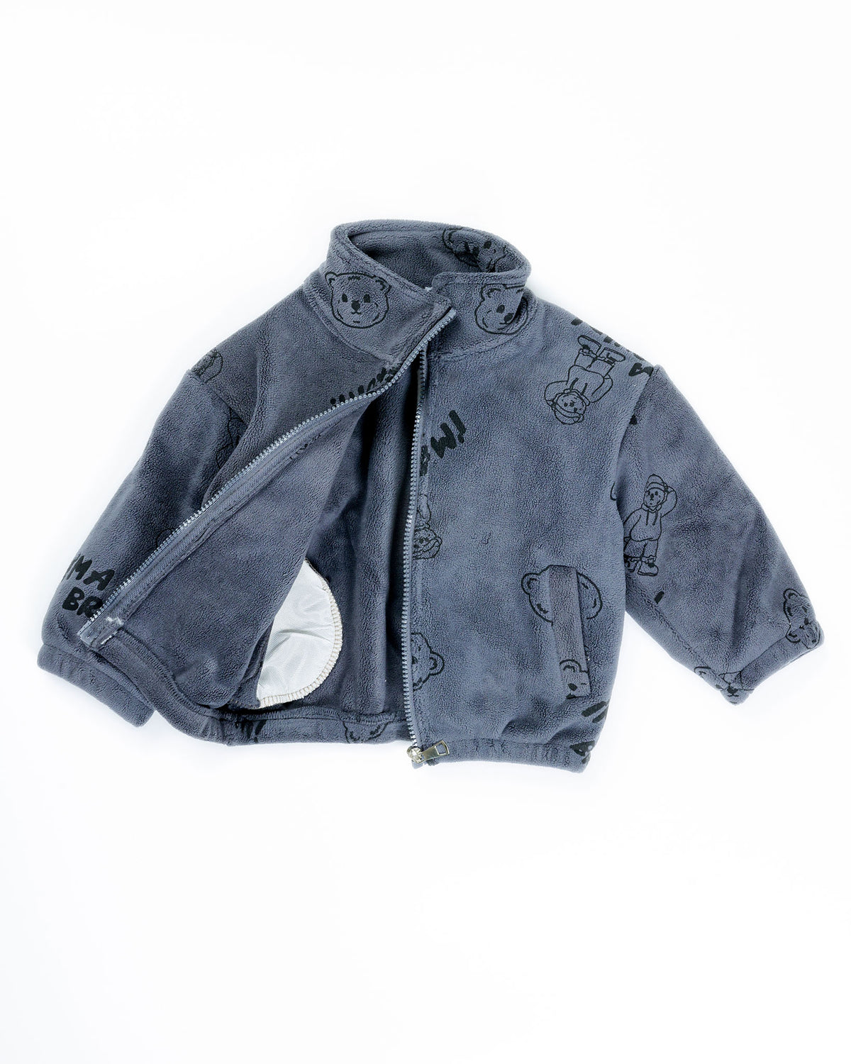 Bear Printed Teddy Fleece Jacket
