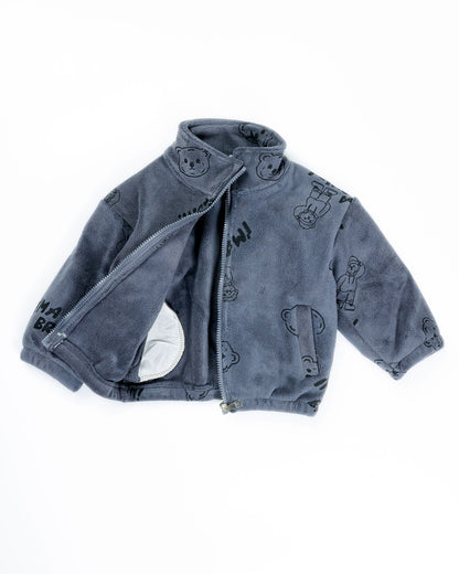 Bear Printed Teddy Fleece Jacket