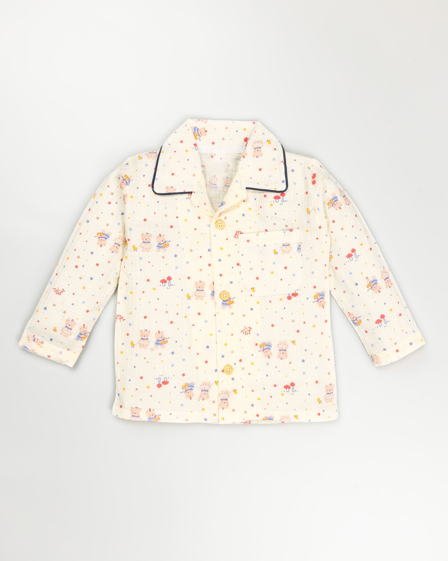 Colorful Star Sky Printed Crinkled Muslin Night Suit