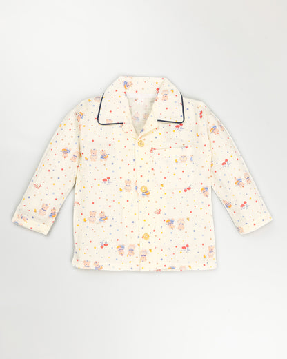 Colorful Star Sky Printed Crinkled Muslin Night Suit