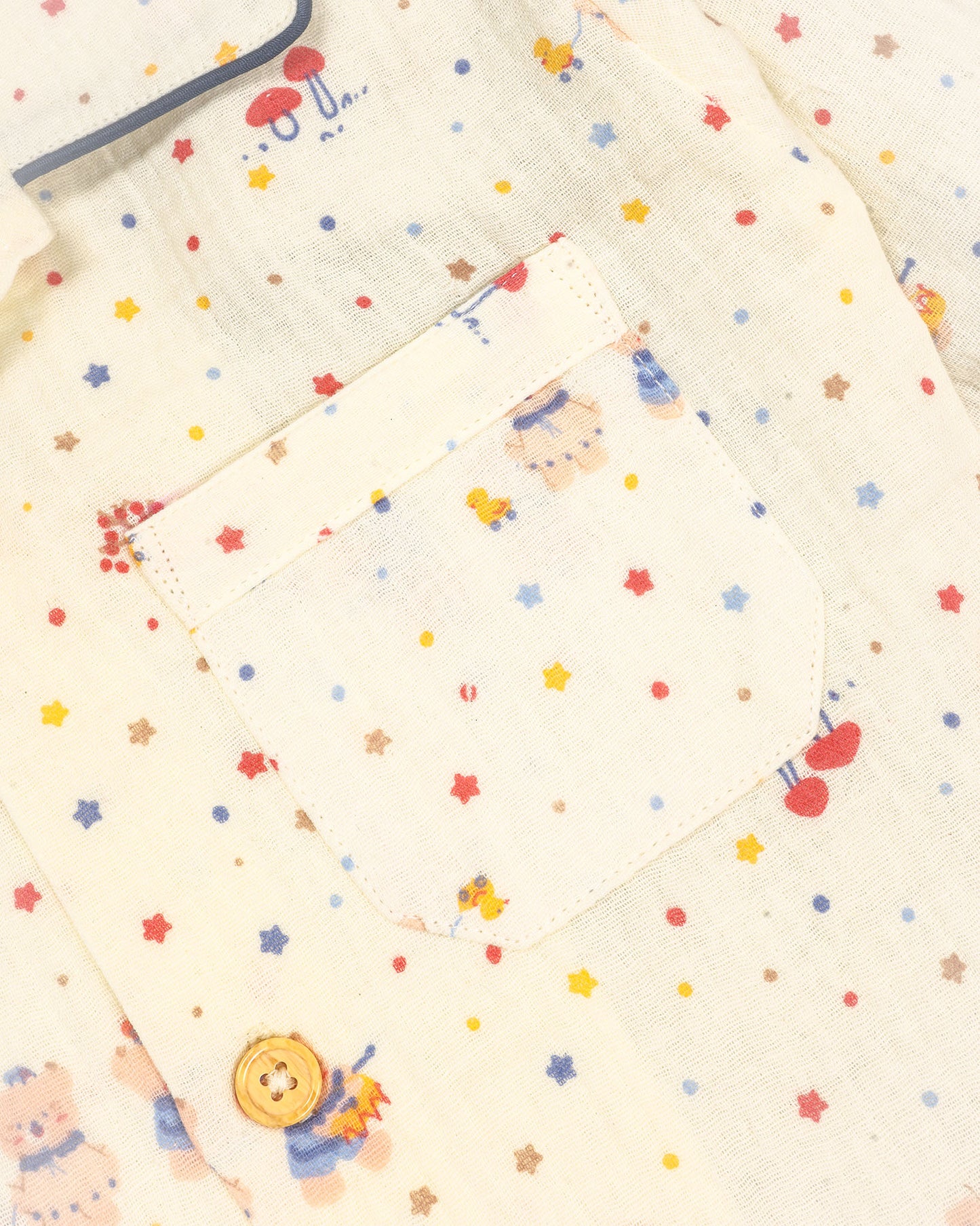Colorful Star Sky Printed Crinkled Muslin Night Suit