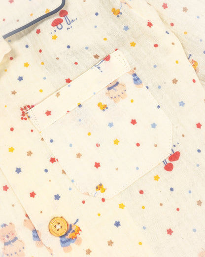 Colorful Star Sky Printed Crinkled Muslin Night Suit