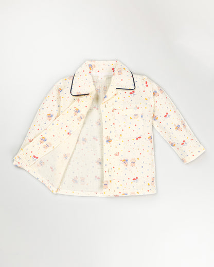 Colorful Star Sky Printed Crinkled Muslin Night Suit
