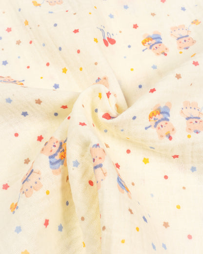 Colorful Star Sky Printed Crinkled Muslin Night Suit