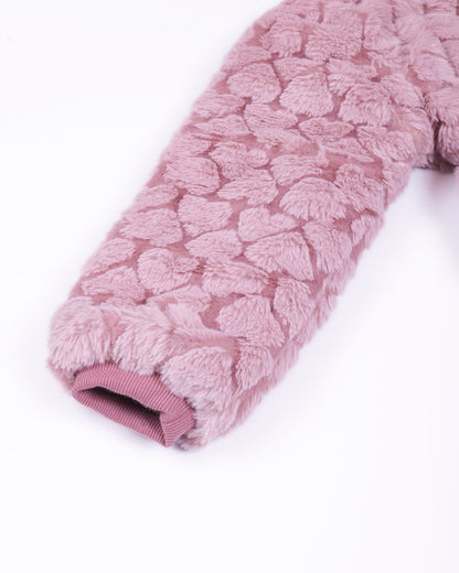 Bear Ears Textured Fur Jacket With Sling Bag