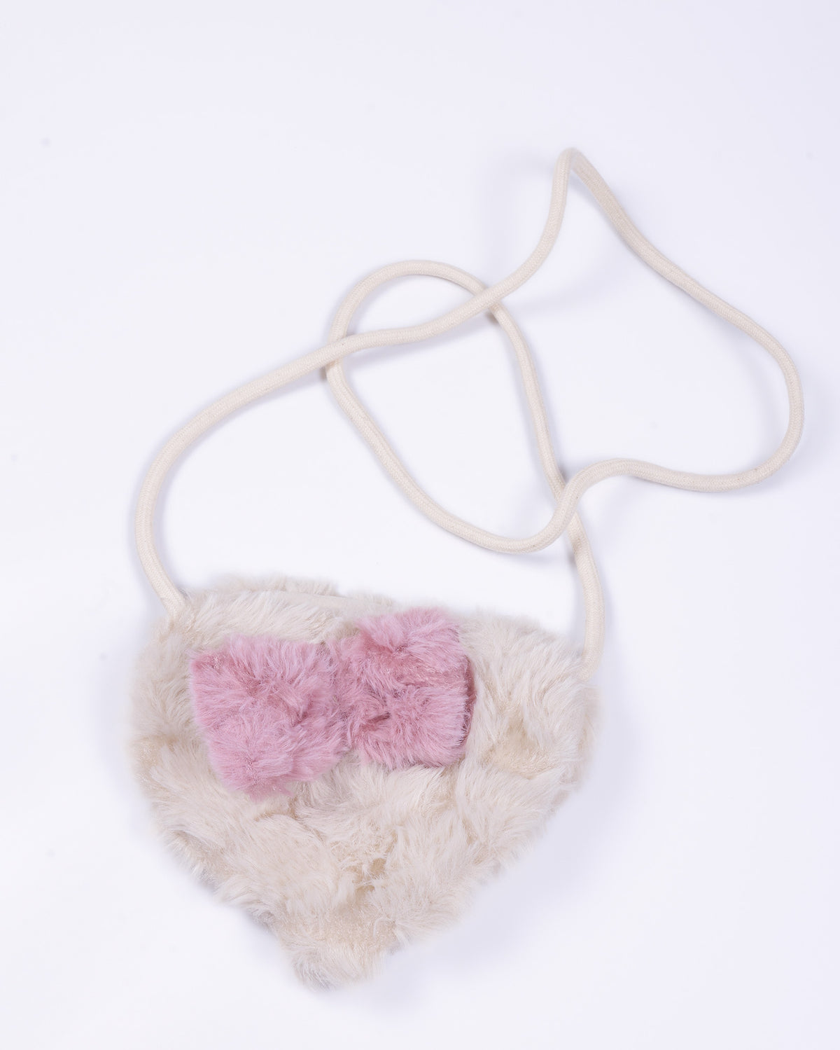 Bear Ears Textured Fur Jacket With Sling Bag