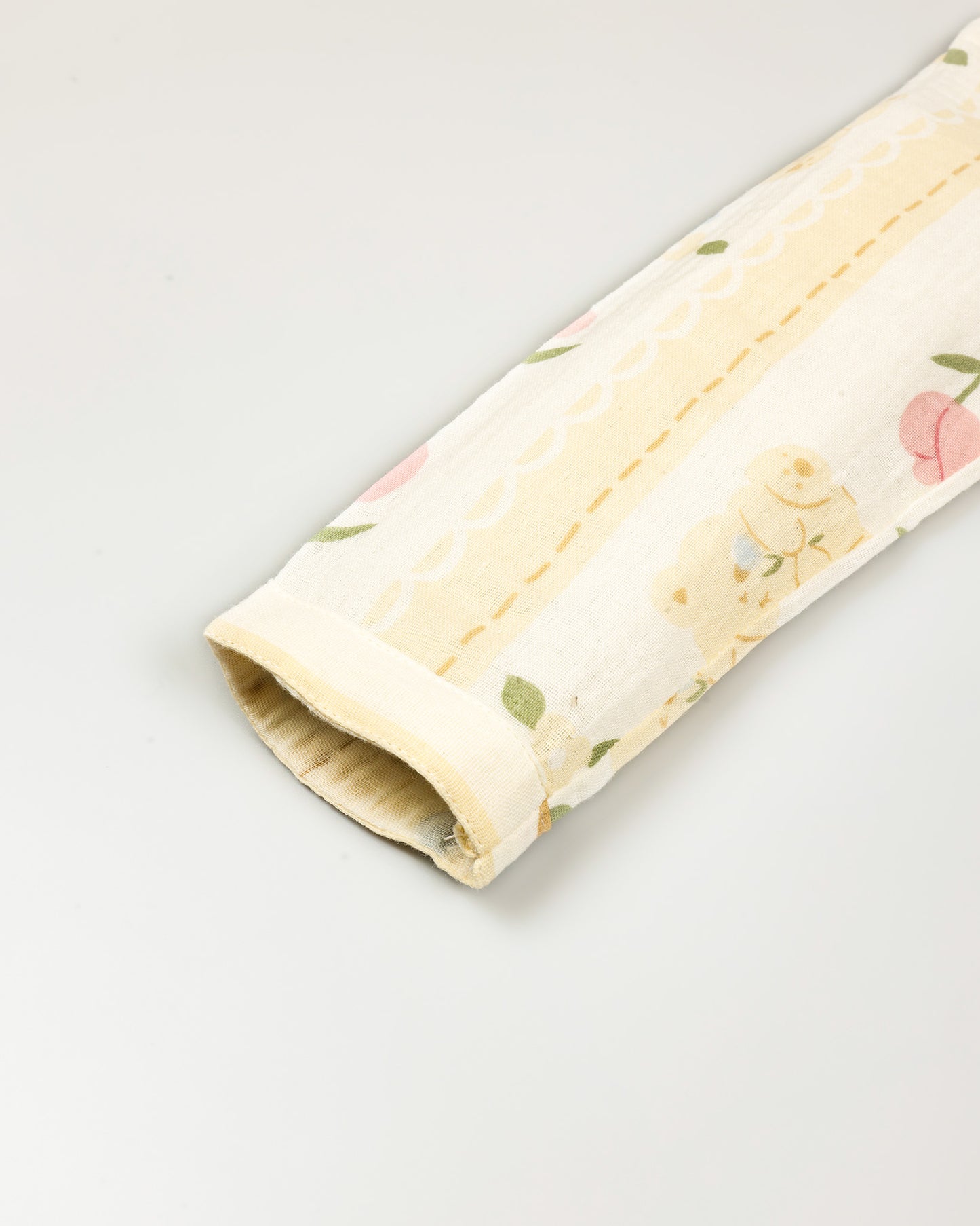Bear Flower Printed Crinkled Muslin Night Suit