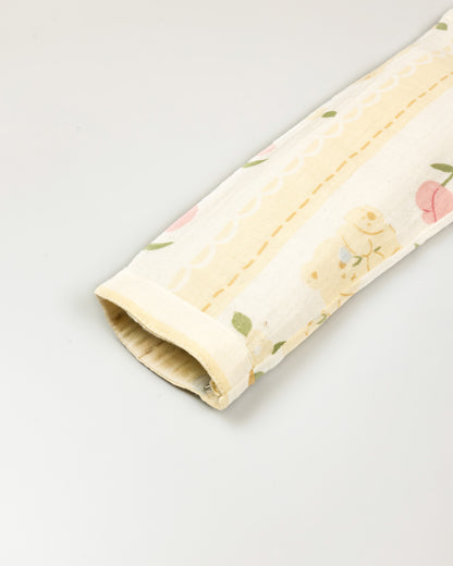 Bear Flower Printed Crinkled Muslin Night Suit